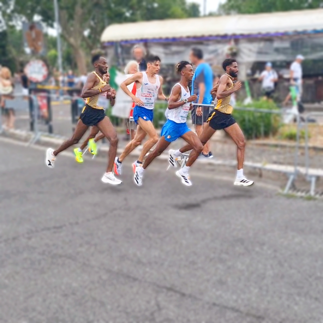 Yeman Crippa e Pietro Riva al 20° km della mezza maratona degli Europei